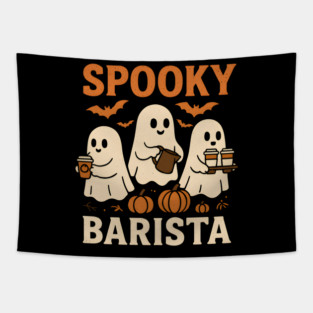 Spooky Barista Halloween Ghost Coffee Graphic Gift Tapestry