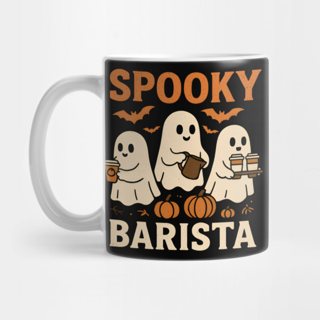 Spooky Barista Halloween Ghost Coffee Graphic Gift by MakerMind8.2