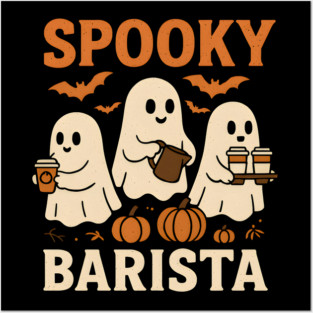 Spooky Barista Halloween Ghost Coffee Graphic Gift Posters and Art