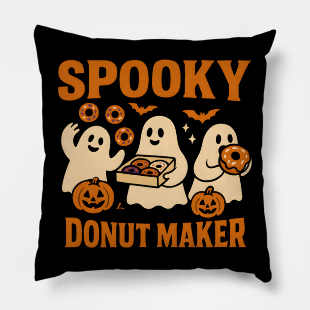 Spooky Donut Maker Halloween Ghost Baking Graphic Gift Pillow by MakerMind8.2
