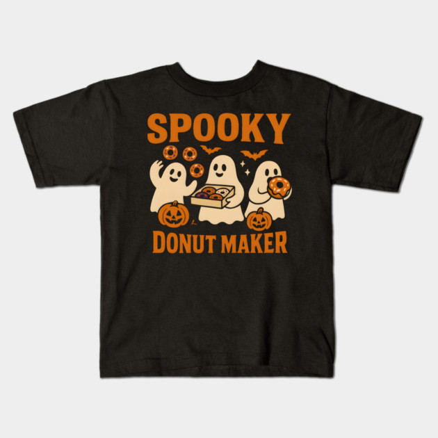 Spooky Donut Maker Halloween Ghost Baking Graphic Gift Kids T-Shirt by MakerMind8.2