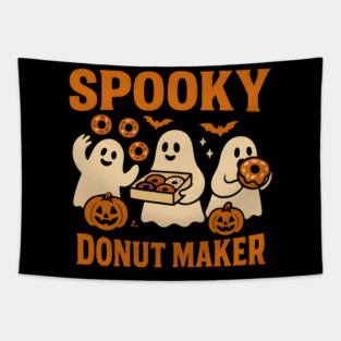 Spooky Donut Maker Halloween Ghost Baking Graphic Gift Tapestry