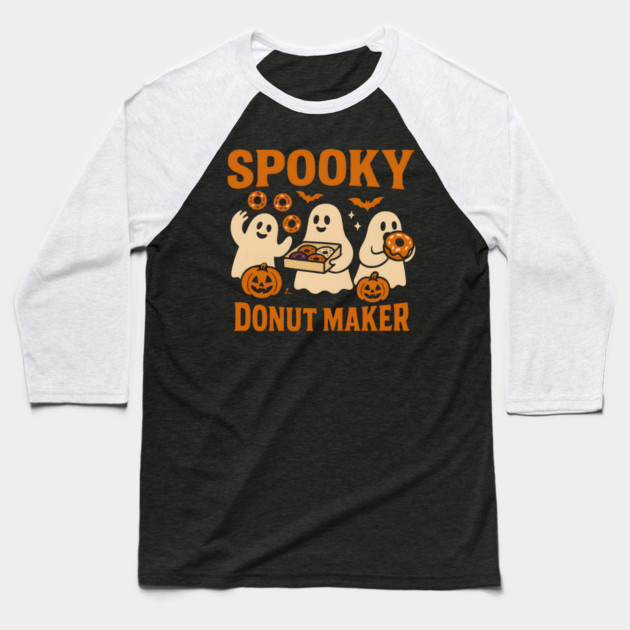 Spooky Donut Maker Halloween Ghost Baking Graphic Gift Baseball T-Shirt by MakerMind8.2