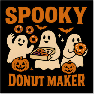 Spooky Donut Maker Halloween Ghost Baking Graphic Gift Posters and Art