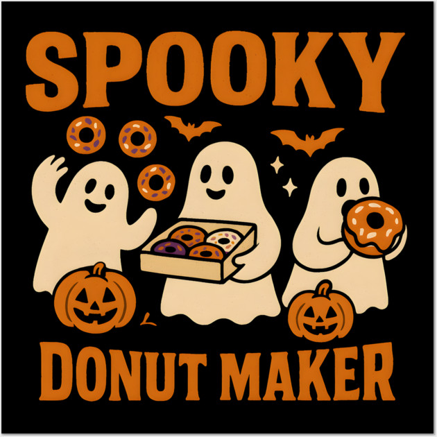 Spooky Donut Maker Halloween Ghost Baking Graphic Gift Wall Art by MakerMind8.2