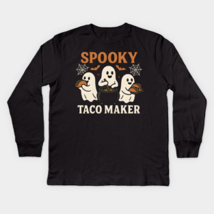 Spooky Taco Maker Halloween Ghost Cooking Graphic Gift Kids Long Sleeve T-Shirt