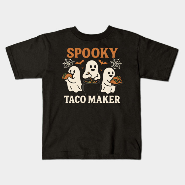 Spooky Taco Maker Halloween Ghost Cooking Graphic Gift Kids T-Shirt by MakerMind8.2