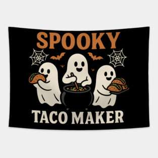 Spooky Taco Maker Halloween Ghost Cooking Graphic Gift Tapestry
