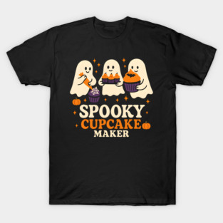 Spooky Cupcake Maker Halloween Ghost Baking Graphic Gift T-Shirt