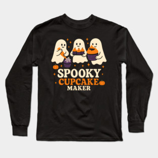 Spooky Cupcake Maker Halloween Ghost Baking Graphic Gift Long Sleeve T-Shirt