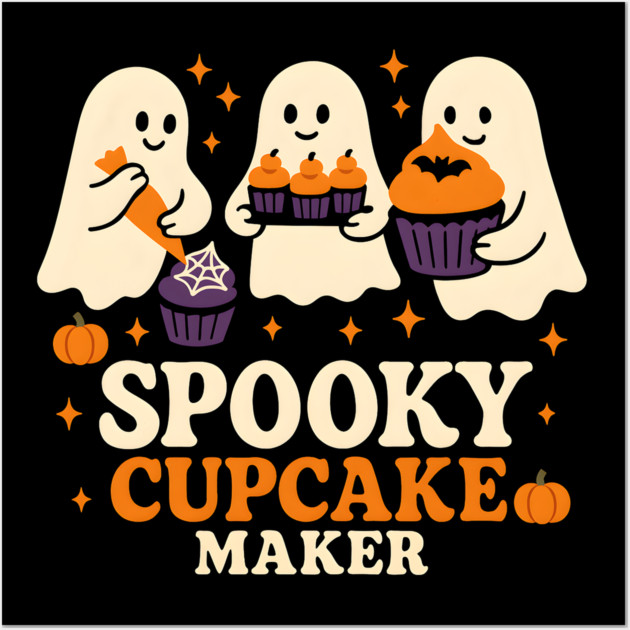 Spooky Cupcake Maker Halloween Ghost Baking Graphic Gift Wall Art by MakerMind8.2