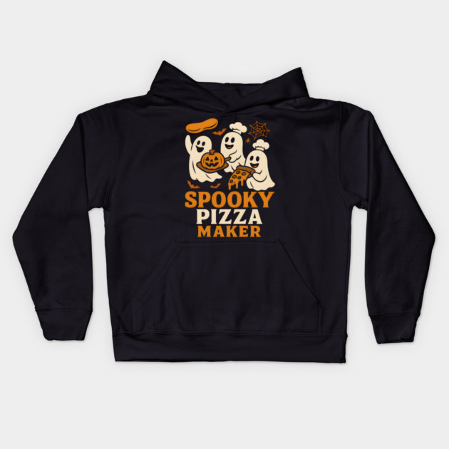 Spooky Pizza Maker Halloween Ghost Foodie Graphic Gift Kids Hoodie by MakerMind8.2