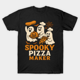 Spooky Pizza Maker Halloween Ghost Foodie Graphic Gift T-Shirt