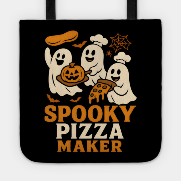 Spooky Pizza Maker Halloween Ghost Foodie Graphic Gift Tote by MakerMind8.2