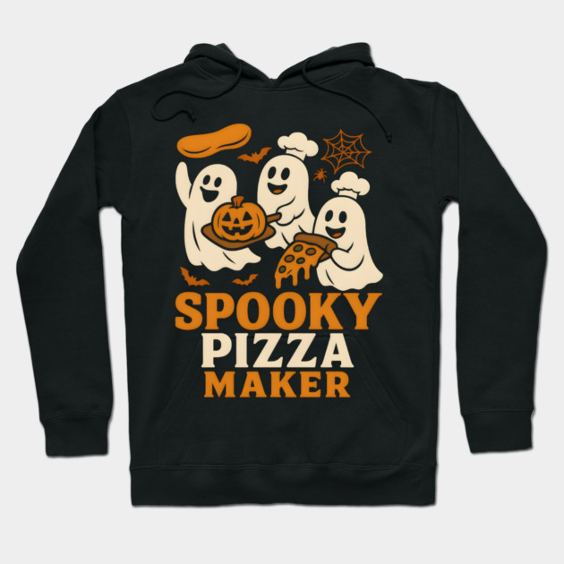 Spooky Pizza Maker Halloween Ghost Foodie Graphic Gift Hoodie by MakerMind8.2