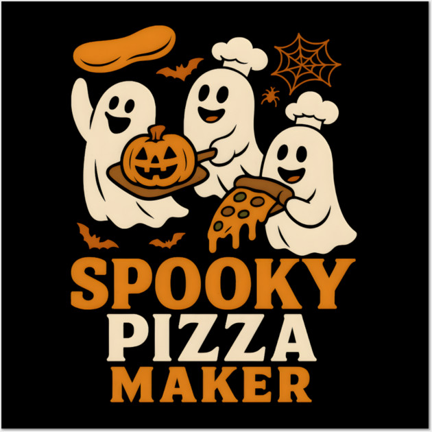 Spooky Pizza Maker Halloween Ghost Foodie Graphic Gift Wall Art by MakerMind8.2