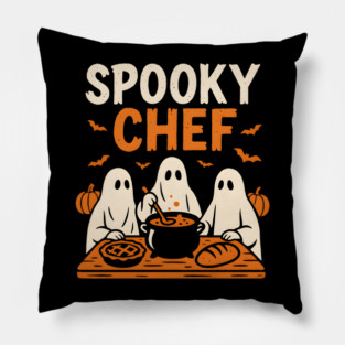 Spooky Chef Halloween Ghost Cooking Graphic Gift Pillow