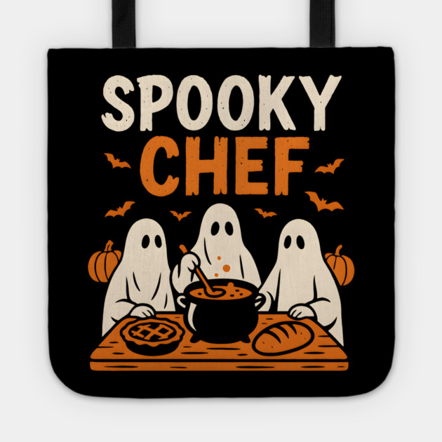 Spooky Chef Halloween Ghost Cooking Graphic Gift Tote by MakerMind8.2