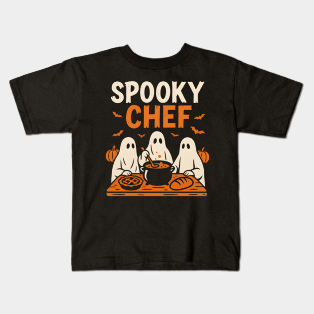 Spooky Chef Halloween Ghost Cooking Graphic Gift Kids T-Shirt by MakerMind8.2