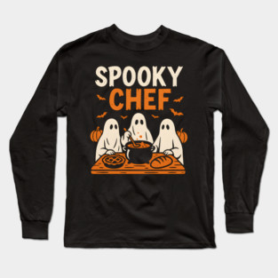 Spooky Chef Halloween Ghost Cooking Graphic Gift Long Sleeve T-Shirt