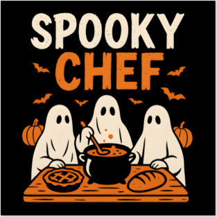 Spooky Chef Halloween Ghost Cooking Graphic Gift Posters and Art