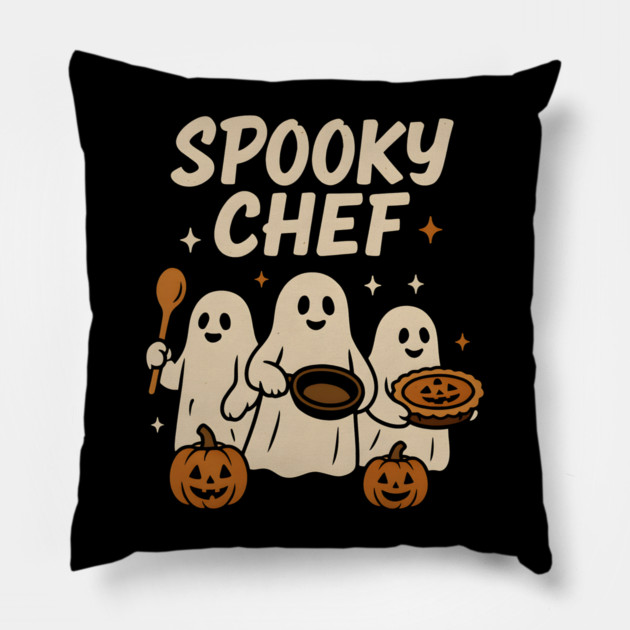 Spooky Pizza Maker Halloween Ghost Cooking Graphic Gift Pillow by MakerMind8.2