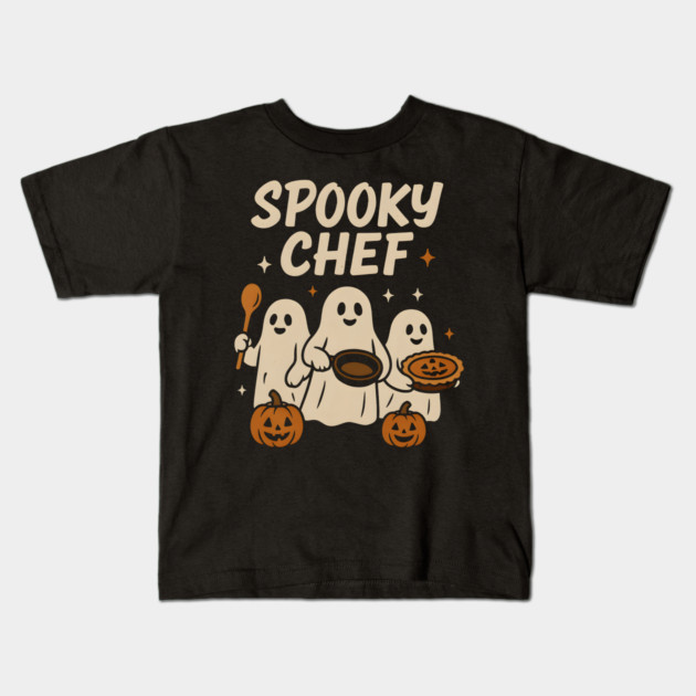 Spooky Pizza Maker Halloween Ghost Cooking Graphic Gift Kids T-Shirt by MakerMind8.2