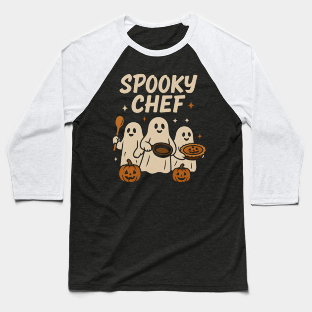 Spooky Pizza Maker Halloween Ghost Cooking Graphic Gift Baseball T-Shirt by MakerMind8.2
