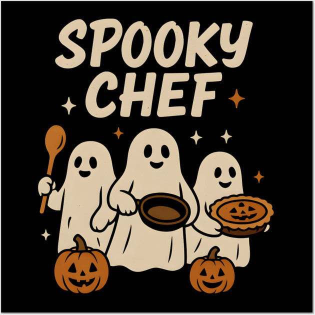 Spooky Pizza Maker Halloween Ghost Cooking Graphic Gift Wall Art by MakerMind8.2