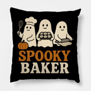 Spooky Baker Halloween Ghost Baking Cookies Graphic Gift Pillow
