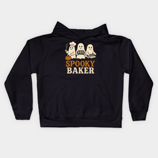Spooky Baker Halloween Ghost Baking Cookies Graphic Gift Kids Hoodie by MakerMind8.2