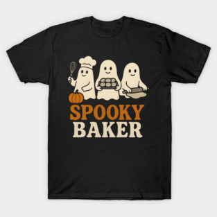 Spooky Baker Halloween Ghost Baking Cookies Graphic Gift T-Shirt