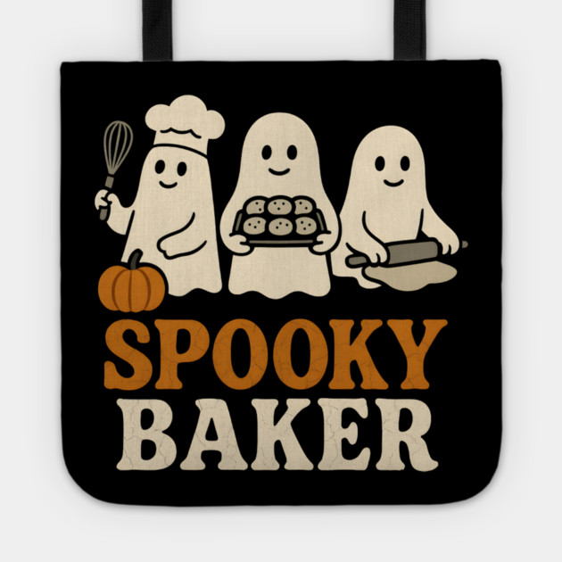 Spooky Baker Halloween Ghost Baking Cookies Graphic Gift Tote by MakerMind8.2