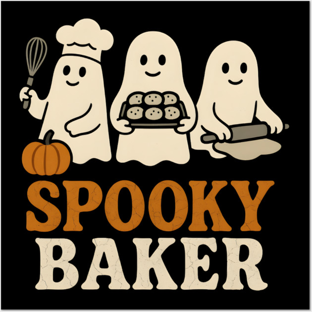 Spooky Baker Halloween Ghost Baking Cookies Graphic Gift Wall Art by MakerMind8.2