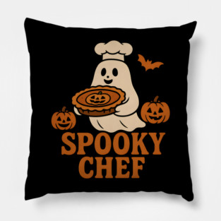 Spooky Chef Halloween Ghost Pumpkin Pie Graphic Gift Pillow
