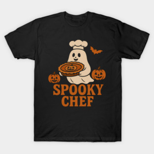 Spooky Chef Halloween Ghost Pumpkin Pie Graphic Gift T-Shirt