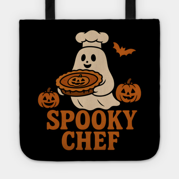 Spooky Chef Halloween Ghost Pumpkin Pie Graphic Gift Tote by MakerMind8.2