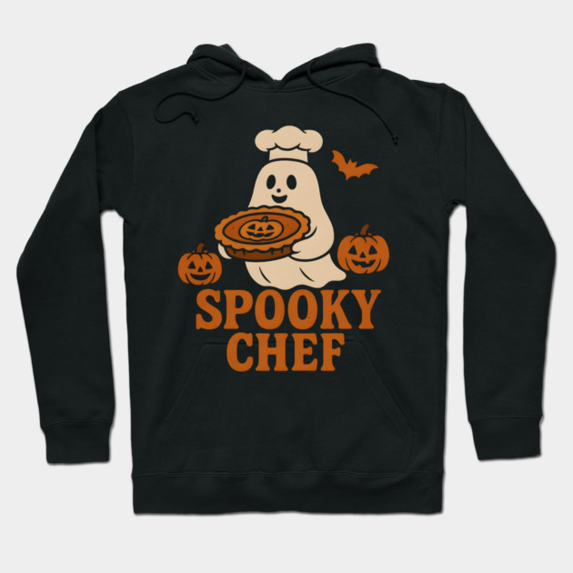 Spooky Chef Halloween Ghost Pumpkin Pie Graphic Gift Hoodie by MakerMind8.2