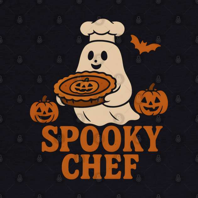 Spooky Chef Halloween Ghost Pumpkin Pie Graphic Gift by MakerMind8.2