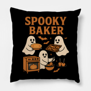 Spooky Baker Halloween Ghost Baking Graphic Gift Pillow