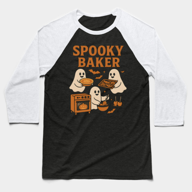Spooky Baker Halloween Ghost Baking Graphic Gift Baseball T-Shirt by MakerMind8.2