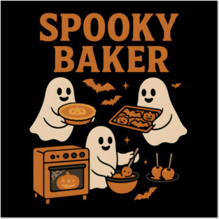 Spooky Baker Halloween Ghost Baking Graphic Gift Posters and Art