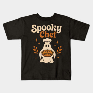 Spooky Chef Halloween Ghost Baking Pie Graphic Gift Kids T-Shirt