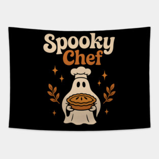 Spooky Chef Halloween Ghost Baking Pie Graphic Gift Tapestry