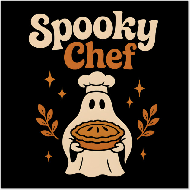 Spooky Chef Halloween Ghost Baking Pie Graphic Gift Wall Art by MakerMind8.2