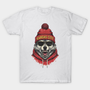 Kansas City Wolf Design - Howling wolf, Unique, Best Gift Idea for Men, Women, Kids, Dad, Mom, for Christmas, Birthday, Football, Lovers, Fans, Funny, Special, cool, badass, 70s, 80s, 90s, Players, Retro, Vintage, T-Shirt