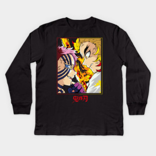 Demon Slayer Rengoku vs Akaza Clash Art Kids Long Sleeve T-Shirt