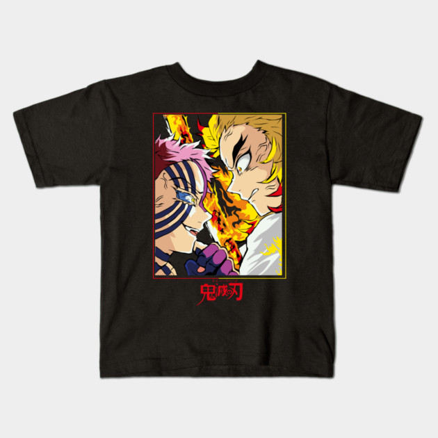 Demon Slayer Rengoku vs Akaza Clash Art Kids T-Shirt by Otaku Vibes