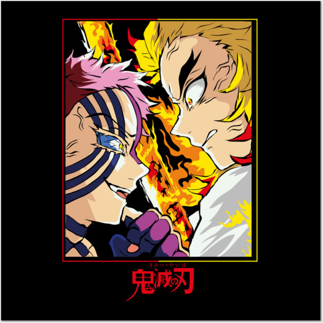 Demon Slayer Rengoku vs Akaza Clash Art Wall Art by Otaku Vibes