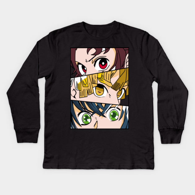 Demon Slayer Trio Eyes - Tanjiro, Zenitsu and Inosuke Kids Long Sleeve T-Shirt by Otaku Vibes